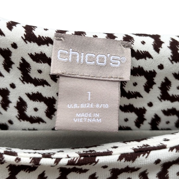 Chico’s Women’s 1 (8/10) 3/4 Sleeve Colorful Patterned Shift Dress - Picture 9 of 9